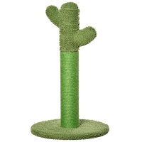 PawHut Griffoir pour chat d'intérieur en forme de cactus, arbre à chat en sisal résistant avec base, 40 x 40 x 65 cm, vert
