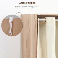 HOMCOM Dulap din PAL cu sina pentru agatat, 3 sertare din tesatura cu aspect de in si 3 rafturi, 105x48x160 cm, culoarea lemnului(m-6)