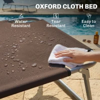 Outsunny Folding Sun Lounger with Canopy, Reclining Sunbed with 4-Position Adjustable Backrest, 600D Oxford Cloth, Portable Garden Lounger Recliner Chair for Beach, Camping, Patio, Brown(m-6)