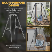 Outsunny Hammock Chair Stand, Hanging Heavy Duty Metal Frame Hammock Stand for Hanging Hammock Air Porch Swing Chair, Egg Chair, Black(m-6)