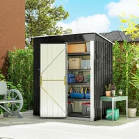 Outsunny Abri de Jardin en Métal Adossable 2 Grilles d'Aération Toit Incliné Anti-UV 163x90x179cm Gris Anthracite(m-10)