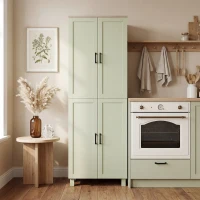 HOMCOM Freestanding Kitchen Cupboard, 4-Door Storage Cabinet with Adjustable Shelves, Modern Kitchen Pantry, 170cm, Green(m-9)