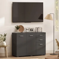 HOMCOM Sideboard, Modern Storage Cabinet with 2 Drawers, 3 Doors and Adjustable Shelves, Black(m-7)