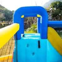 Outsunny Castel Gonflabil 4 in 1 pentru Copii de la 3 la 8 ani cu Tobogan, Trambulina, Piscina si Pompa inclusa, 265x260x200cm(m-13)