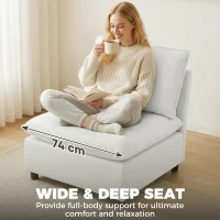 HOMCOM Accentstoel, Moderne Leathaire-Stoel met Brede en Diepe Zitplaats, Dikke Kussens, Eenvoudige Montage, Grijs(m-4)