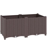 Outsunny Plastic Raised Garden Bed with Legs, Self Watering Elevated Planter Boxes with Drainage Holes and Plugs(m-1)