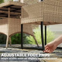 Outsunny 7 Piece Rattan Garden Furniture Set, Garden Dining Set with Wood-Plastic Table and 6 Stackable Chairs, Dark Grey(m-9)