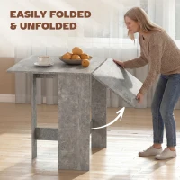 HOMCOM Folding Dining Table, Space-Saving Drop Leaf Kitchen Table for 4-6 People Grey(m-4)