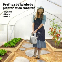 Outsunny Serre Tunnel de Jardin 13,35 m² dim. 4,5L x 3l x 2H m Porte + 6 fenêtres enroulables Acier galvanisé bâche PE Haute densité Blanc(m-7)