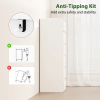 HOMCOM Cómoda de Dormitorio con 6 Cajones Estrecha Sinfonier Ahorro Espacio 40x35x109 cm Blanco Brillo(m-5)