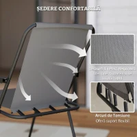 Outsunny Set de Grădină 6 Piese din Oțel cu 4 Scaune Pliabile, Umbrelă și Masă Rotundă, Gri și Negru(m-10)