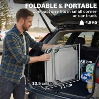 Outsunny Outdoor Foldable Sun Lounger, 4 Level Adjustable Backrest Reclining Sun Lounger Chair with Angle Adjust Sun Shade Awning for Beach, Garden, Patio, Light Grey(m-17)