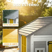Outsunny Casetta da Giardino in Legno per Bambini 3-8 Anni con Finestre, Tetto Inclinato, Vasi e Fioriere, Grigio(m-5)