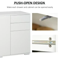 HOMCOM Komoda szafka Anrichte, 2 szuflady, Push-Click, 117 cm x 36 cm x 74 cm, Biały(m-6)