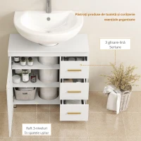 HOMCOM Mască Lavoar cu Dulap, 3 Sertare și Soft Close, Alb(m-4)