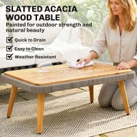 Outsunny 4 Piece Rattan Garden Furniture Set with Loveseat, Armchairs, Wood Table, Wicker Patio Conversation Set, Cream White(m-8)