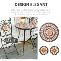 Outsunny Mobilier Gradina 3 Piese – 2 Scaune & Masa Mozaic Metalica(m-5)