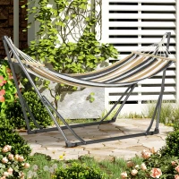 Outsunny Hamac de jardin pliable étendoir à linge avec support incurvé en métal époxy hamac sur pied 1 place charge max. 120 Kg(m-10)