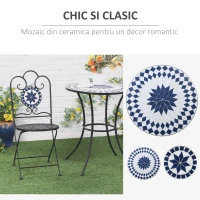 Outsunny Set de Gradina 3 Piese cu 2 Scaune Pliante si 1 Masuta de Gradina, din Metal si Piatra(m-5)