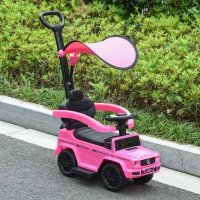 HOMCOM Porteur Enfants Voiture Enfant Multi-équipée 12-36 Mois klaxon Marche-Pieds, Garde-Corps et ombrelle Rose(m-10)