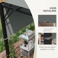 Outsunny Husă pentru Pergolă 3x3 m din Poliester cu Buzunare și Curele, 488x122 cm, Gri Cărbune(m-4)