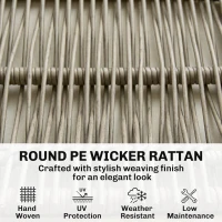 Outsunny 4 Piece Rattan Garden Furniture Set with Loveseat, Armchairs, Wood Table, Wicker Patio Conversation Set, Cream White(m-5)