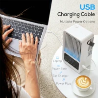 HOMCOM Portable Air Conditioner, 4-in-1 Mini Air Cooler with 3 Wind Speed, 2 Mist Mode, 7 Colour RGB Light, Black(m-8)