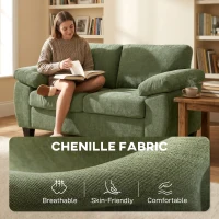 HOMCOM 2 Seater Sofa, 156cm Chenille Loveseat Sofa, Dark Green(m-5)