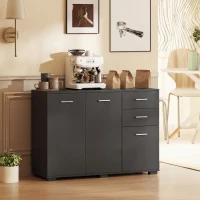 HOMCOM Sideboard, Modern Storage Cabinet with 2 Drawers, 3 Doors and Adjustable Shelves, Black(m-8)