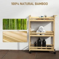 HOMCOM Rollwagen für Badezimmer & Küche, 3 Ebenen, 100% Bambus, wasserfest(m-6)