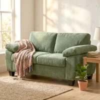 HOMCOM 2 Seater Sofa, 156cm Chenille Loveseat Sofa, Dark Green(m-8)