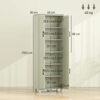 HOMCOM Freestanding Kitchen Cupboard, 4-Door Storage Cabinet with Adjustable Shelves, Modern Kitchen Pantry, 170cm, Green(m-3)