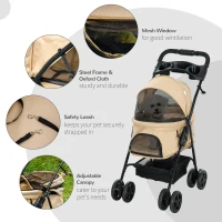 Wózek dla psa i kota PawHut, mały, khaki, wygodny(m-6)