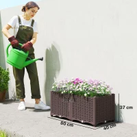 Outsunny Plastic Raised Garden Bed with Legs, Self Watering Elevated Planter Boxes with Drainage Holes and Plugs(m-3)