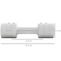 2 x 2,5 kg hantle, regulowana waga, plastikowa obudowa, białe(m-3)