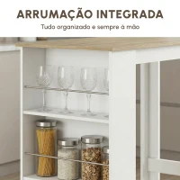 HOMCOM Mesa de Bar de Bistrô com 3 Prateleiras com Suporte Estilo Moderno para Cozinha e Sala de Jantar 112x57x106 cm Branco(m-5)