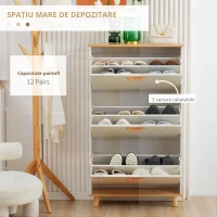 Homcom Dulap Pantofi Alb 70×23,5×122 cm – Sertare & Rafturi Reglabile(m-6)