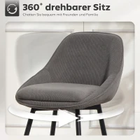 HOMCOM 2er-Set Barstühle mit Cordbezug und Stahlbeinen, Polsterstühle für Kücheninsel, Esszimmer, Grau(m-4)