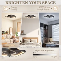 HOMCOM Deckenventilator mit Licht und Fernbedienung, LED-Deckenventilator mit 6 Geschwindigkeiten, 3 Farbtemperaturen(m-4)