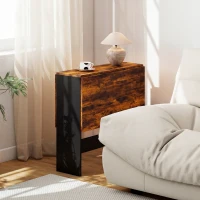 HOMCOM Folding Dining Table, Space-Saving Drop Leaf Kitchen Table for 4-6 People Rustic Brown(m-9)