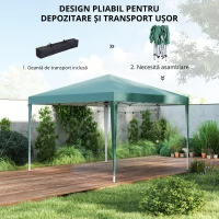 Outsunny Foisor Schelet in Otel Pliabil Invelis in Tesatura Oxford Verde 3x3m(m-5)