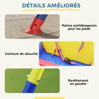 AIYAPLAY Portique Balançoire Enfants 3-en-1, Balançoire Pliable avec Siège Réglable, Intérieur et Extérieur, Multicolore(m-7)