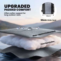 Outsunny Padded Camping Chair Adults Heavy Duty Folding Chair Side Pocket Cup Holder Carry Bag Outdoor Black(m-4)