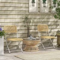 Outsunny Table basse de jardin ronde, table d'appoint en résine aspect rotin et plateau verre trempé Ø60 x 37H cm(m-10)