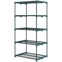 Outsunny Étagère à fleurs en acier 5 niveaux intérieur et extérieur support de plantes pour jardin balcon salon 67x49x138cm vert