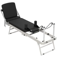 SPORTNOW Máquina Reformer Pilates Dobrável Sistema Híbrido 4 Molas e 5 Cordas Silencioso Aço 195x56x88 cm Branco(m-1)