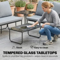 Outsunny Ensemble de jardin extérieur 4 pièces avec 2 canapés 2 places 2 tables en verre coussins housses amovibles et poches gris(m-5)