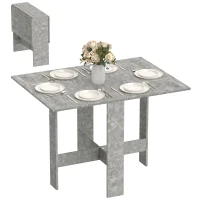 HOMCOM Folding Dining Table, Space-Saving Drop Leaf Kitchen Table for 4-6 People Grey(m-10)