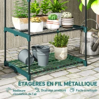 Outsunny Étagère à fleurs en acier 5 niveaux intérieur et extérieur support de plantes pour jardin balcon salon 67x49x138cm vert(m-5)