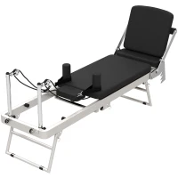 SPORTNOW Máquina Reformer Pilates Dobrável Sistema Híbrido 4 Molas e 5 Cordas Silencioso Aço 195x56x88 cm Branco(m-6)